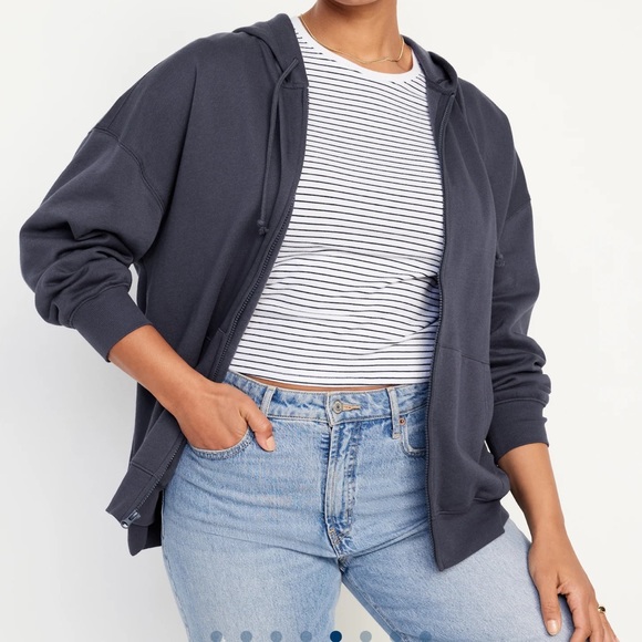 NWT OLD NAVY Oversized Full-Zip Hoodie Color: Volcanic Glass SIZE LARGE - Picture 5 of 9